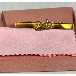 Vintage Celine Horse Carriage Gold Tone Tie Clip Bar